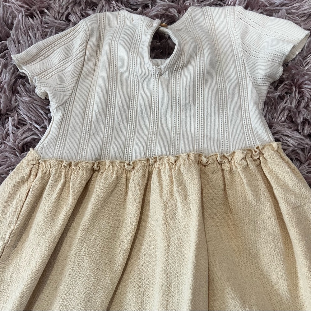 Zara Cream and Pale Yellow Girls' Knit Bodice Dress - Picture 6 of 8